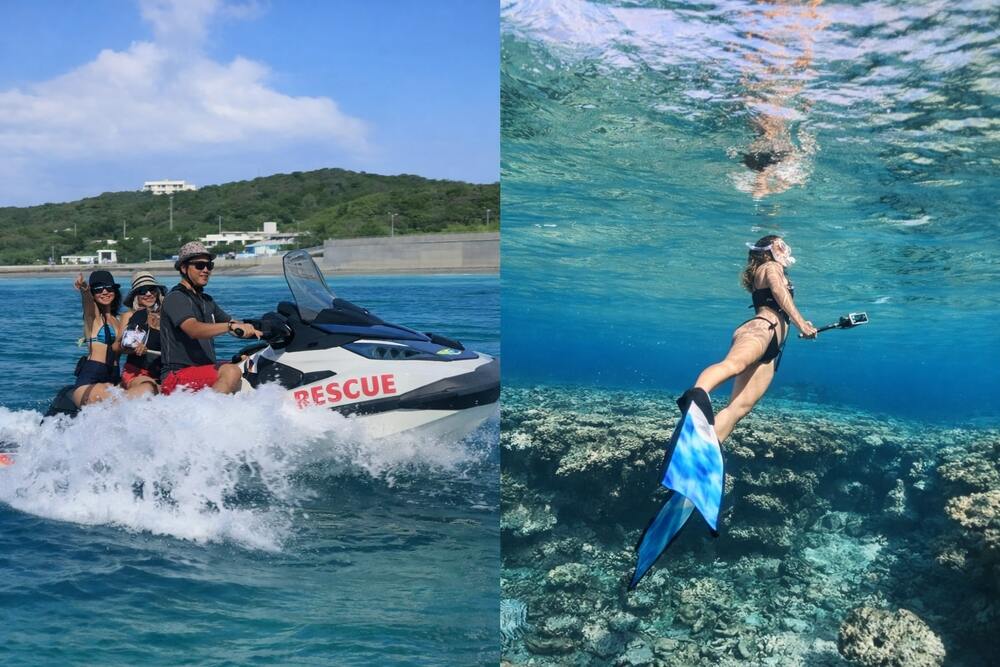 沖縄・伊平屋島】1組貸切りジェットスキーで行くスキンダイビング