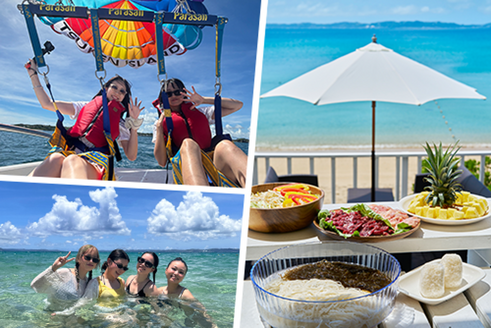 【津堅島｜パラセーリング＋BBQ｜1日】パラセーリング＋津堅島で楽しむ！オーシャンビューBBQ！