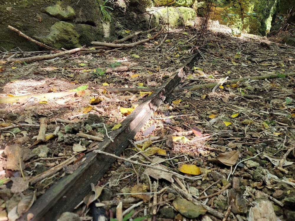トロッコ軌道跡が残されています。