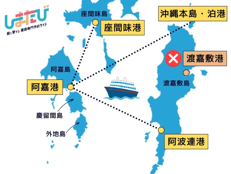 【フェリーの航路図】阿嘉島 座間味島 渡嘉敷島